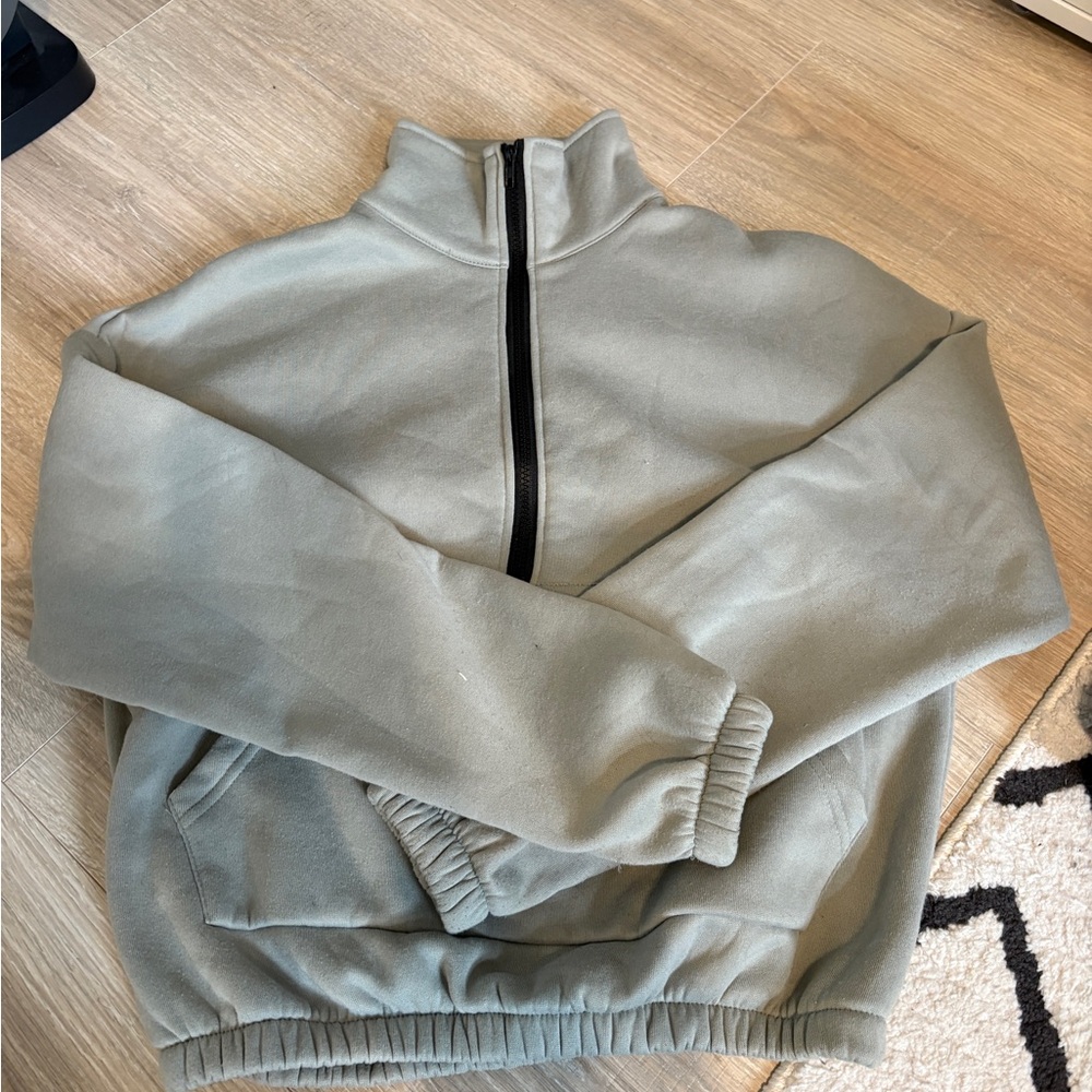 Olive Green Zip-Up Fleece Jacket